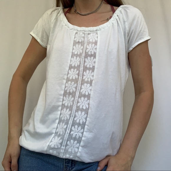 Prana Tops - Prana White Floral Top